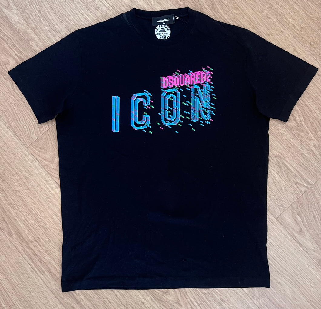 Black/Blue/Pink Dsquared2 ‘ICON’ T-Shirt