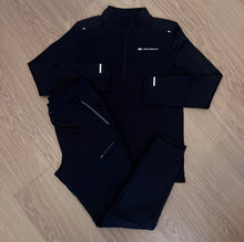 Load image into Gallery viewer, Black Monterrain Poly 1/2 Zip Tracksuit
